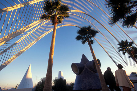 a architecture in the City of Arts and Sciences in the city of Valencia in Spain.  Spain, Valencia,...