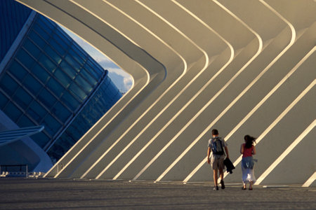 the architecture of the Principe Felipe Science Museum at the City of Arts and Sciences in the city of Valencia in Spain.  Spain, Valencia, October, 2004のeditorial素材