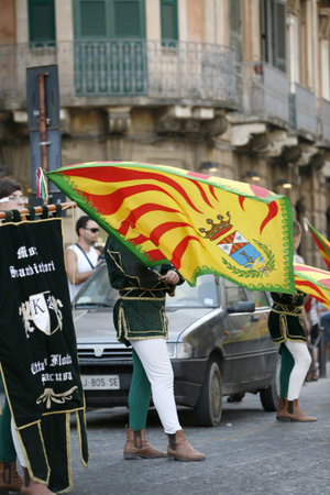 a history ceremony in the old Town of Siracusa in the province of Sicily in Italy.   Italy, Sicily,...