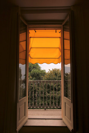 a balcony of a hotel room in the town of Pallanza near to Verbania on the Lago maggiore in Piemont...