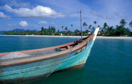a fishingboat at the west coast of the Island of Langkawi in Malaysia.  Malaysia, Langkawi, January, 2003のeditorial素材