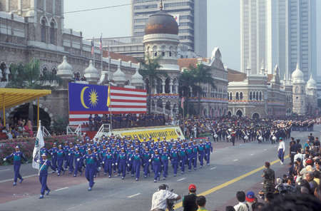 the Military Parade at the Malaysian National Day or Hari Merdeka, August, 31, in the city of Kuala Lumpur in Malaysia.  Malaysia, Kuala Lumpur, August, 1997のeditorial素材