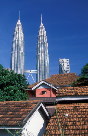 the architecture of the Petronas Twin Towers in the city of Kuala Lumpur in Malaysia.  Malaysia,...