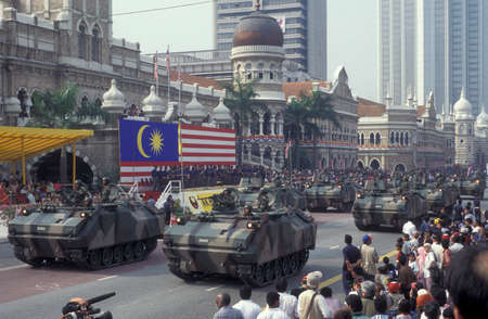the Military Parade at the Malaysian National Day or Hari Merdeka, August, 31, in the city of Kuala Lumpur in Malaysia.  Malaysia, Kuala Lumpur, August, 1997のeditorial素材