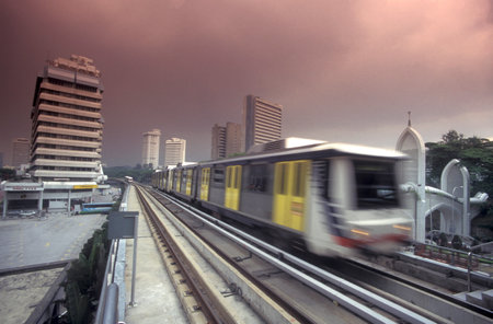 a Metro star train in the city of Kuala Lumpur in Malaysia.  Malaysia, Kuala Lumpur, August, 1997のeditorial素材
