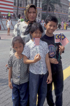 Malaysian People at the Malaysian National Day or Hari Merdeka, August, 31, in the city of Kuala Lumpur in Malaysia.  Malaysia, Kuala Lumpur, August, 1997のeditorial素材