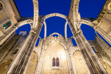 the ruins of the Convento and Igreja do Carmo in Chiado in the City of Lisbon in Portugal. Portugal, Lisbon, October, 2021のeditorial素材