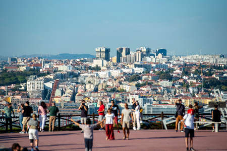 a City view of Campo de Ourique in the city of  Lisbon at the Rio Tejo near the City of Lisbon in Portugal.  Portugal, Lisbon, October, 2021のeditorial素材