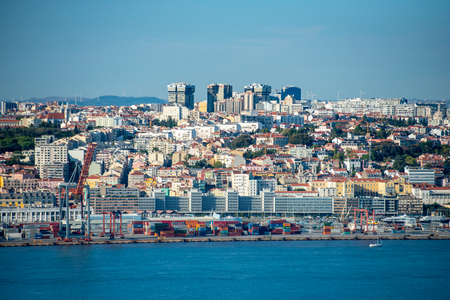 a City view of Campo de Ourique in the city of  Lisbon at the Rio Tejo near the City of Lisbon in Portugal.  Portugal, Lisbon, October, 2021のeditorial素材