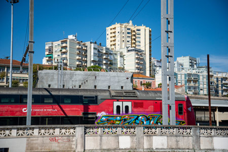 the Railway Station of Santa Apolonia in Chiado in the City of Lisbon in Portugal.  Portugal,...