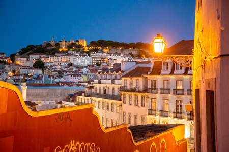 a city view of Baixa in the City of Lisbon in Portugal. Portugal, Lisbon, October, 2021のeditorial素材