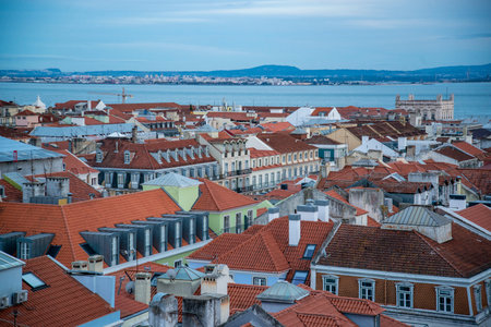 a city view of Baixa in the City of Lisbon in Portugal. Portugal, Lisbon, October, 2021