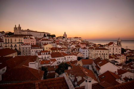 a view of the Old Town Alfama of the city Lisbon in Portugal.  Portugal, Lisbon, October, 2021