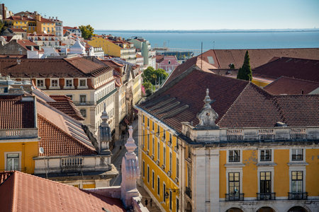 a city view of Baixa in the City of Lisbon in Portugal. Portugal, Lisbon, October, 2021のeditorial素材