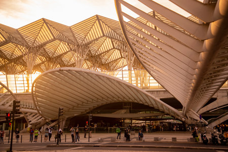 the Metro and Railway Station of Oriente near the City of Lisbon in Portugal.  Portugal, Lisbon,...