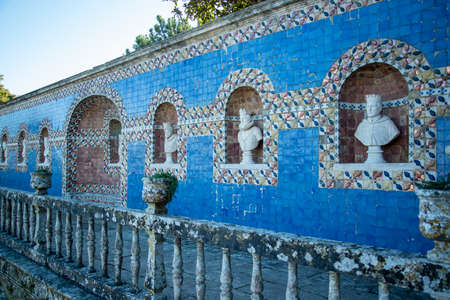Azulejos at the House and Garden of the Palacio Fronteira in Benfica in the City of Lisbon in Portugal. Portugal, Lisbon, October, 2021のeditorial素材