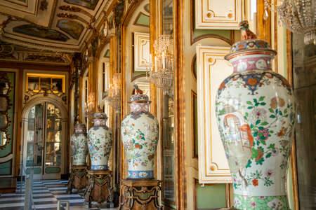 Inside of the Palacio National de Quelez in the Town of Quelez northwest of the City of Lisbon in Portugal. Portugal, Lisbon, October, 2021のeditorial素材