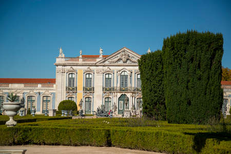 the park and gardens of the Palacio National de Quelez in the Town of Quelez northwest of the City of Lisbon in Portugal. Portugal, Lisbon, October, 2021のeditorial素材