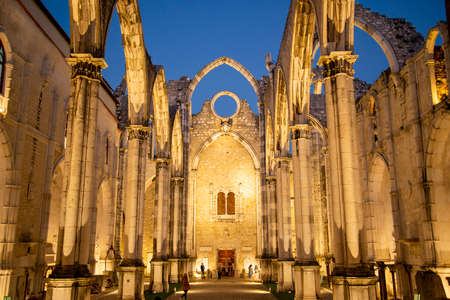 the ruins of the Convento and Igreja do Carmo in Chiado in the City of Lisbon in Portugal. Portugal, Lisbon, October, 2021のeditorial素材