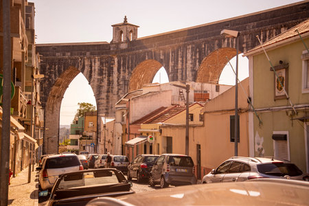 The Aqueduto das Aguas Livres in Campolide in the City of Lisbon in Portugal.  Portugal, Lisbon,...