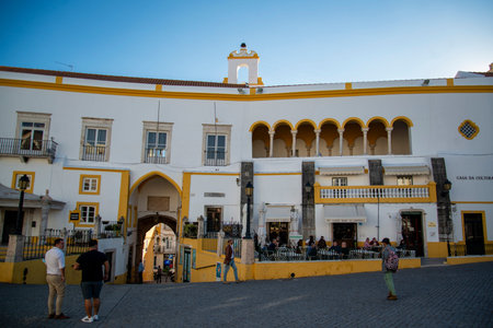 the architecture with the casa da culture on the Parca da Republica with the Largo de Santa Clara in...