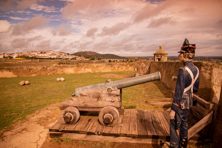 a cannon at the Fort of Santa Luzia near the city of Elvas in Alentejo in Portugal.  Portugal,...