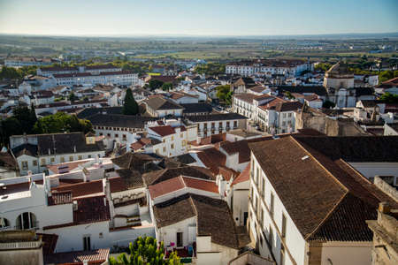 a view of the old Town of the city Evora in Alentejo in Portugal.  Portugal, Evora, October, 2021のeditorial素材