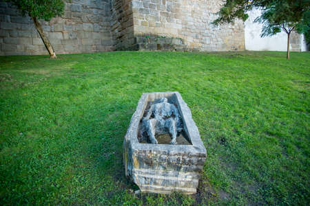 a coffin art at the Jardim dos Colegiais in the old Town of the city Evora in Alentejo in Portugal.  Portugal, Evora, October, 2021のeditorial素材