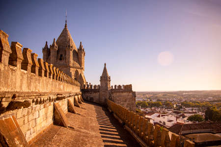 on the roof top at the Catedral or Se of Evero in the old Town of the city Evora in Alentejo in Portugal.  Portugal, Evora, October, 2021のeditorial素材