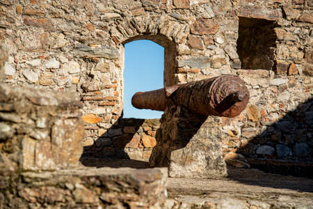 the Fort and Castelo of Marvao in the old Town of the Village of Marvao on the Hill of Castelo de Marvao in Alentejo in Portugal.  Portugal, Marvao, October, 2021のeditorial素材