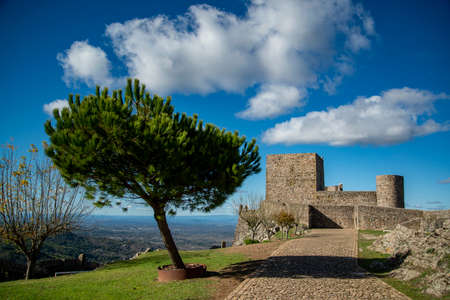 the Fort and Castelo of Marvao in the old Town of the Village of Marvao on the Hill of Castelo de Marvao in Alentejo in Portugal.  Portugal, Marvao, October, 2021のeditorial素材