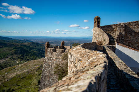 the Fort and Castelo of Marvao in the old Town of the Village of Marvao on the Hill of Castelo de Marvao in Alentejo in Portugal.  Portugal, Marvao, October, 2021のeditorial素材