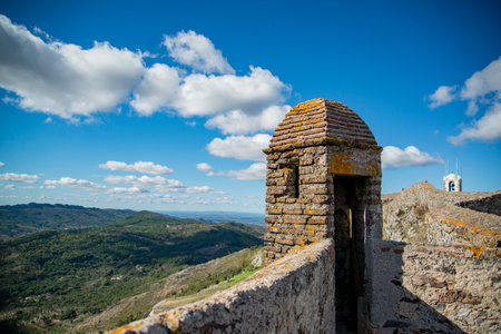 the Fort and Castelo of Marvao in the old Town of the Village of Marvao on the Hill of Castelo de Marvao in Alentejo in Portugal.  Portugal, Marvao, October, 2021のeditorial素材