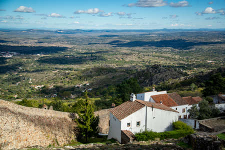 the old Town of the Village of Marvao on the Hill of Castelo de Marvao in Alentejo in Portugal.  Portugal, Marvao, October, 2021のeditorial素材