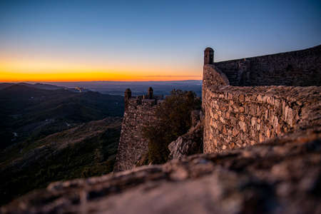 the Fort and Castelo of Marvao in the old Town of the Village of Marvao on the Hill of Castelo de Marvao in Alentejo in Portugal.  Portugal, Marvao, October, 2021のeditorial素材