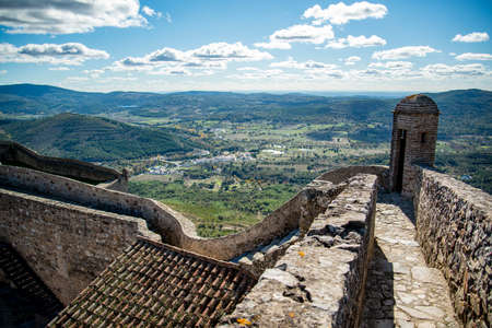 the Fort and Castelo of Marvao in the old Town of the Village of Marvao on the Hill of Castelo de Marvao in Alentejo in Portugal.  Portugal, Marvao, October, 2021のeditorial素材