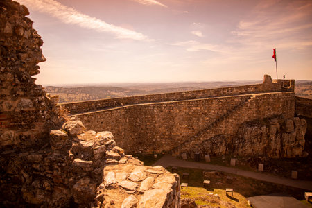 the Castelo in the old Town of Alegrete in Alentejo in Portugal.  Portugal, Alegrete, October, 2021のeditorial素材