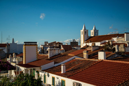 a view of the Town and Castle of Avis with the Church Misericordia in Alentejo in Portugal.  Portugal, Avis, October, 2021のeditorial素材
