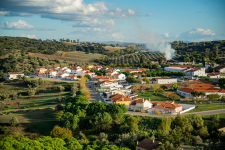 a view of the Town of Avis in Alentejo in Portugal.  Portugal, Avis, October, 2021のeditorial素材