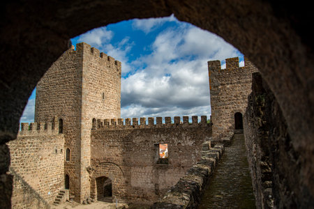 the castelo da Amieira da Tejo at the Village of Amieira do Tejo in Alentejo in Portugal.  Portugal,...