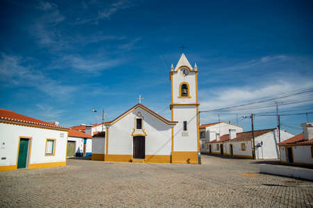 a Church and Igreja Paroquial de Esperanca in the Village of Esperanca in Alentejo in Portugal.  Portugal, Esperanca, October, 2021のeditorial素材