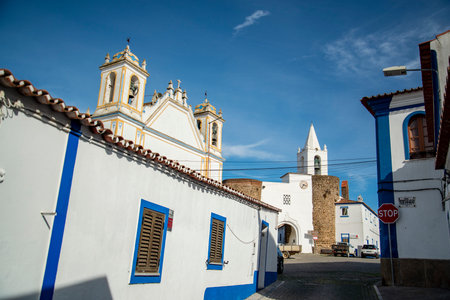 the Church and Igreja Matriz de Redondo and Gate at the Parca Dom Dinis in the Town of  Redondo in...