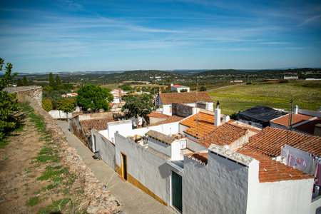 the old town in the Village of  Redondo in Alentejo in Portugal.  Portugal, Redondo, October, 2021