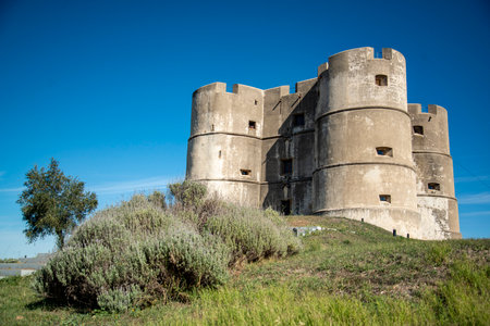 the Castelo de Evoramonte in the Village of Evoramonte in Alentejo in Portugal.  Portugal, Evoramonte, October, 2021のeditorial素材