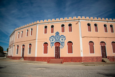 a Bull Fight Arena in a Town in Alentejo in  Portugal.  Portugal, Alentejo, October, 2021のeditorial素材