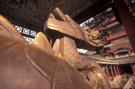 the Temple and Pavilion of Prince Teng in the City of Nanchang in the Province of Jiangxi in China. China, Nanchang, November, 1996のeditorial素材