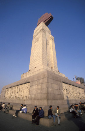 a Monument in the City of Nanchang in the Province of Jiangxi in China. China, Nanchang, November, 1996のeditorial素材