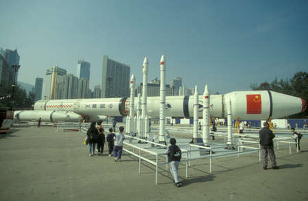 Chinese Rockets at a Chinese Show in the City center of Hong Kong before the the Handover of Hong Kong to China in Hong Kong. Hong Kong, June, 1997のeditorial素材