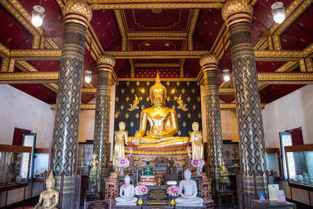 one of the Buddha at Wat Phra Si Rattana Mahathat in the city of Phitsanulok in Thailand. Thailand, Phitsanulok, November, 29, 2024.のeditorial素材