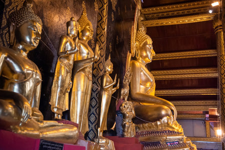 Golden Buddha at Wat Phra Si Rattana Mahathat in the city of Phitsanulok in Thailand. Thailand, Phitsanulok, November, 29, 2024.のeditorial素材
